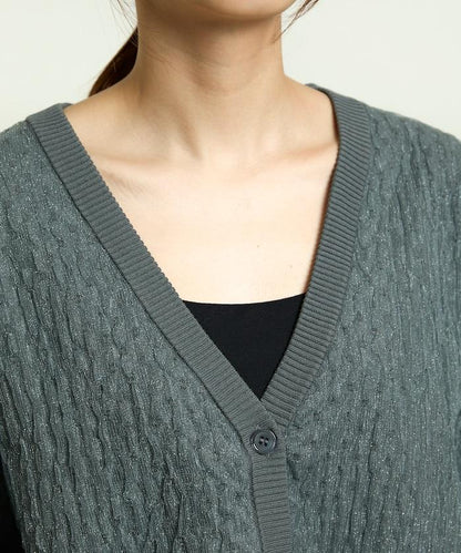 亮片透視提花針織開衫