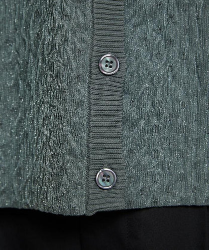 亮片透視提花針織開衫