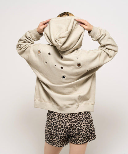 金屬孔眼拉鍊連帽衛衣