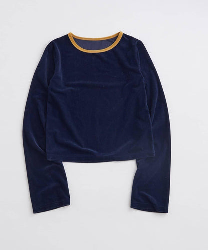 天鵝絨拼接上衣