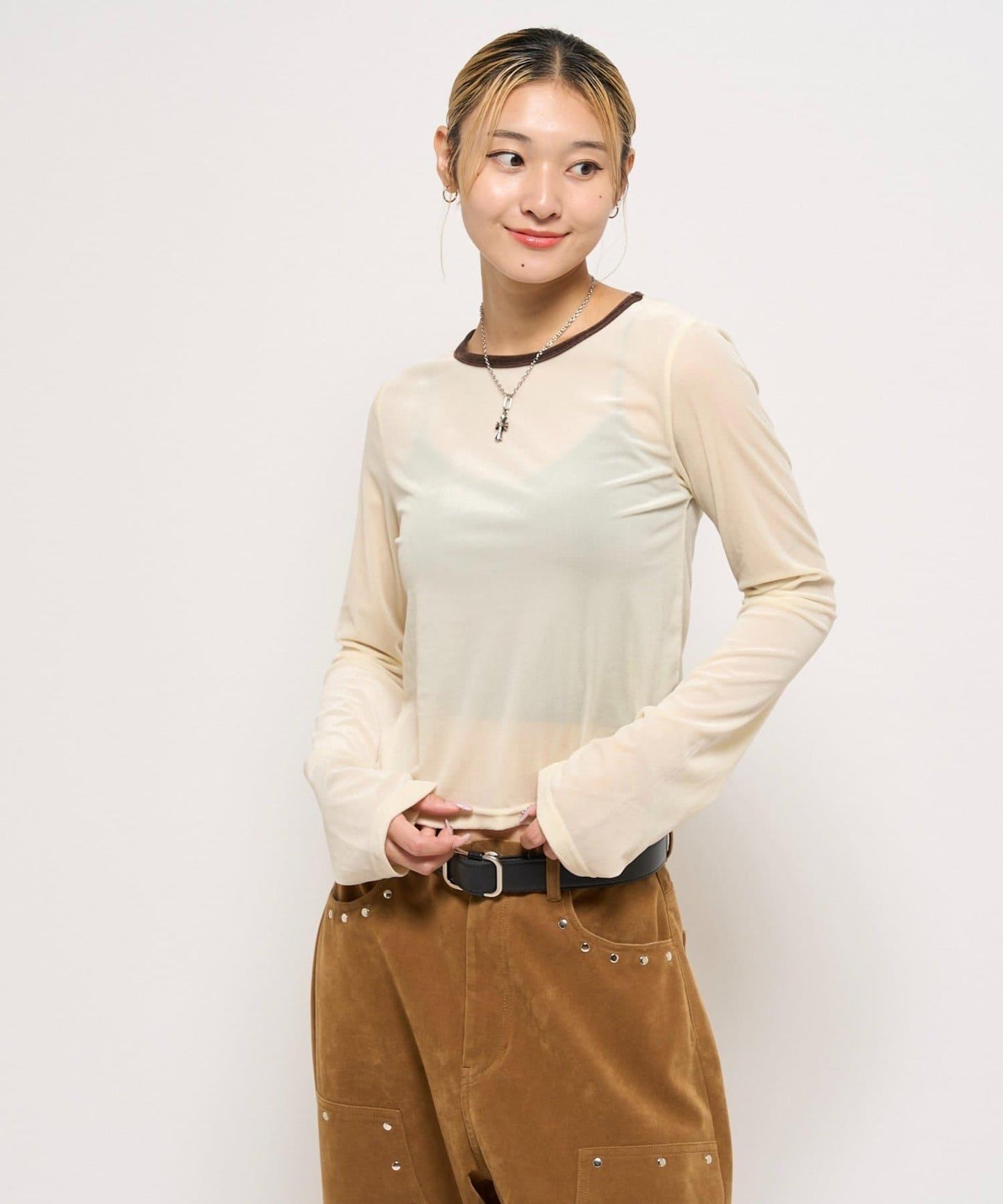 天鵝絨拼接上衣