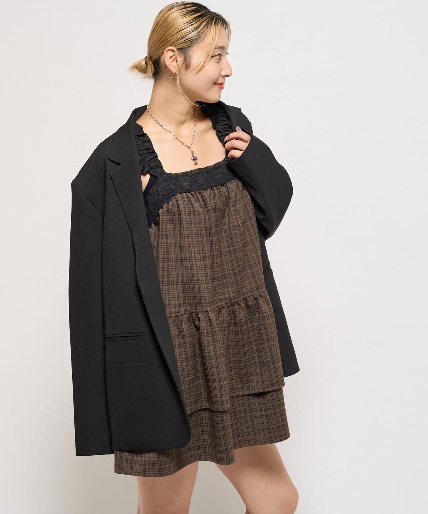 層次設計迷你連衣裙