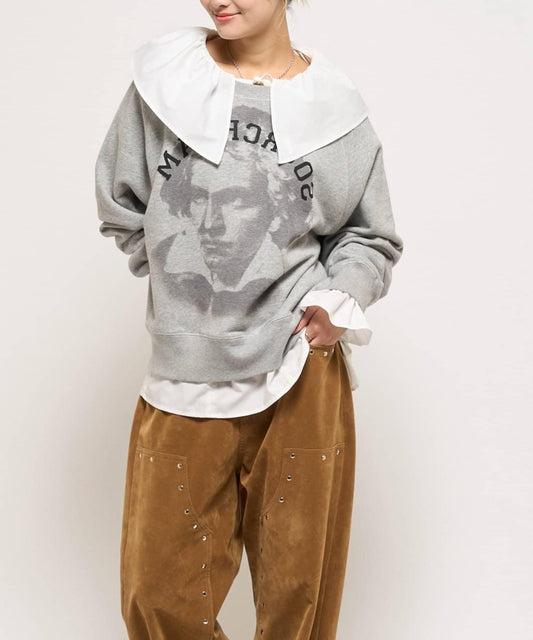 【WHO'S WHO gallery】大翻領荷葉邊襯衫