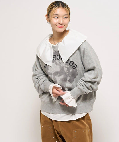 【WHO'S WHO gallery】大翻領荷葉邊襯衫