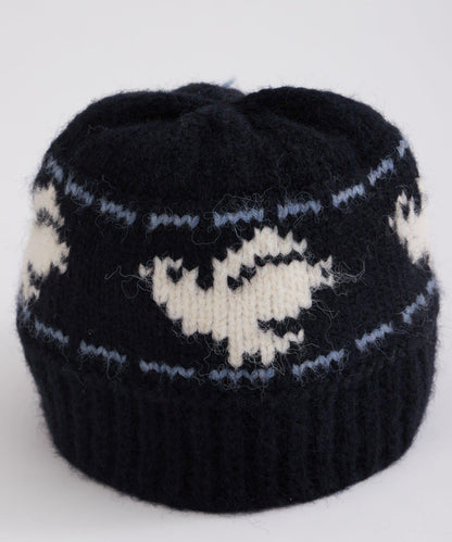 鳥紋提花針織帽