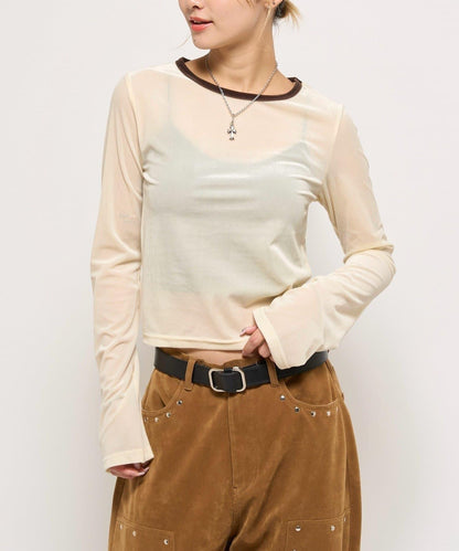 天鵝絨拼接上衣