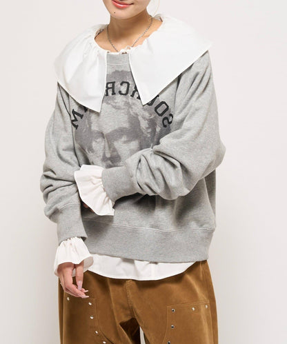 【WHO'S WHO gallery】大翻領荷葉邊襯衫