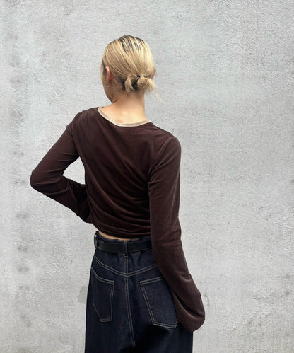 天鵝絨拼接上衣