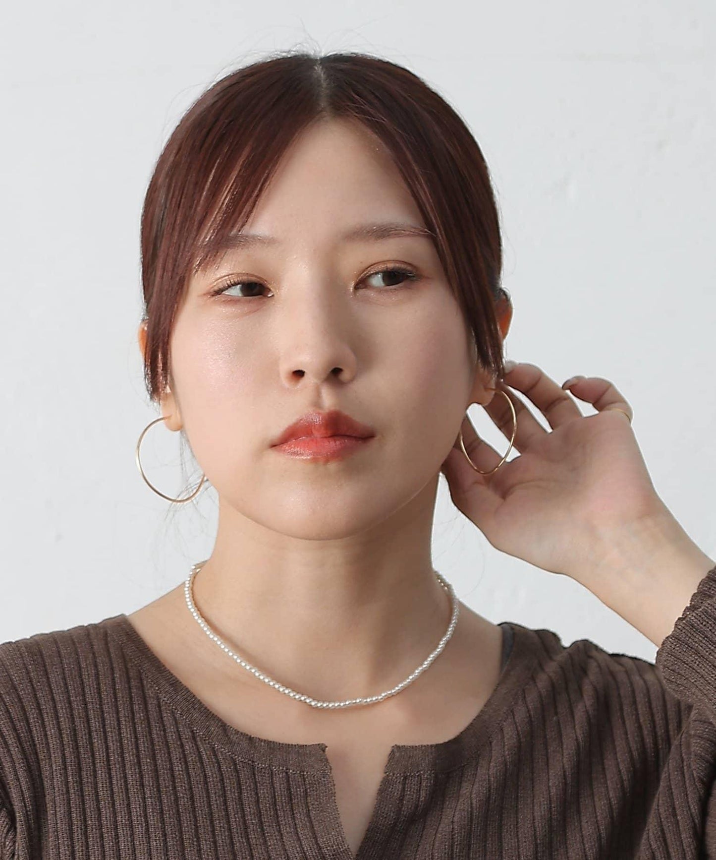 纖細線條圈形耳環