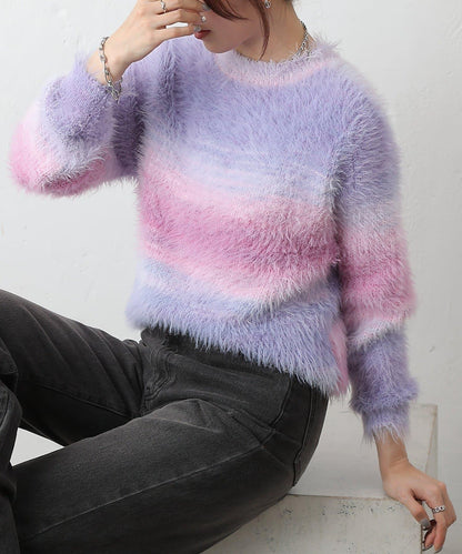 漸變羽毛針織衫