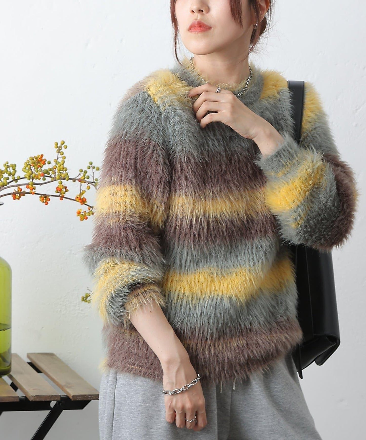 漸變羽毛針織衫