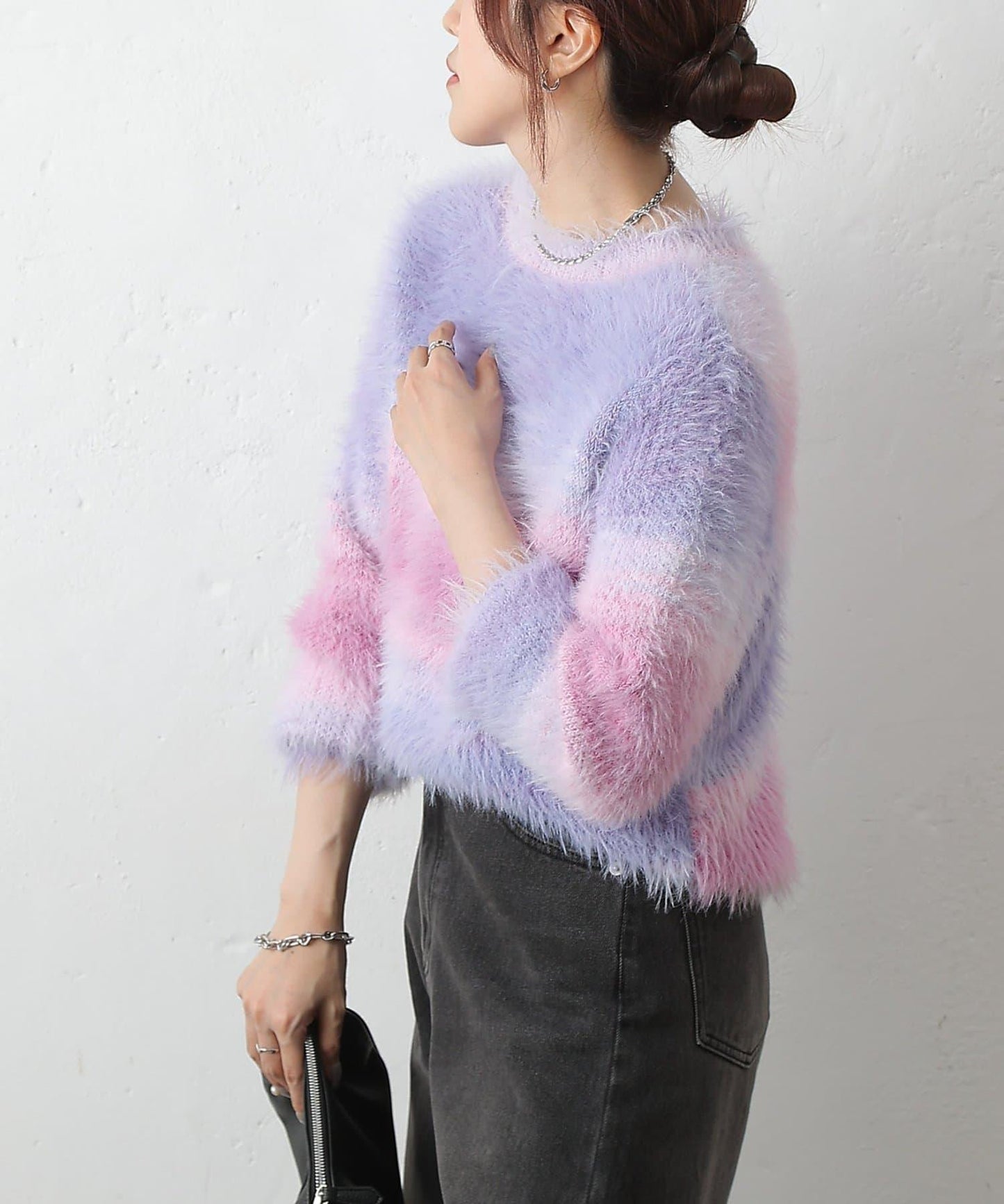 漸變羽毛針織衫