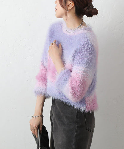 漸變羽毛針織衫