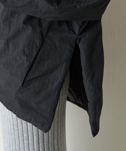 側拉鍊無領加棉夾克