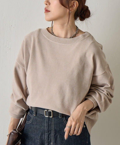 天鵝絨毛圈圓領套頭衫