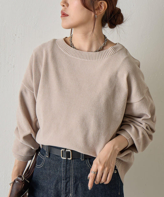 天鵝絨毛圈圓領套頭衫