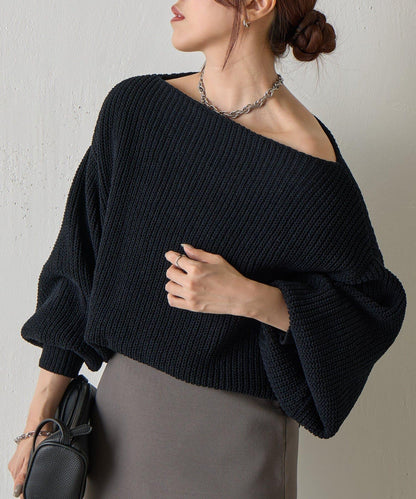 【復刻】毛絨一字肩針織衫