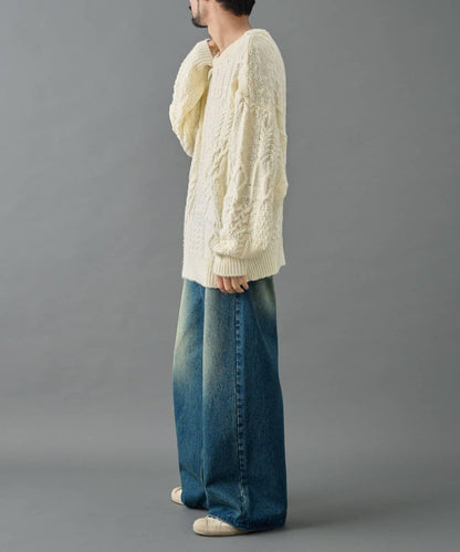 拼接麻花編織針織套頭衫