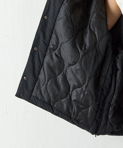 側拉鍊無領加棉夾克