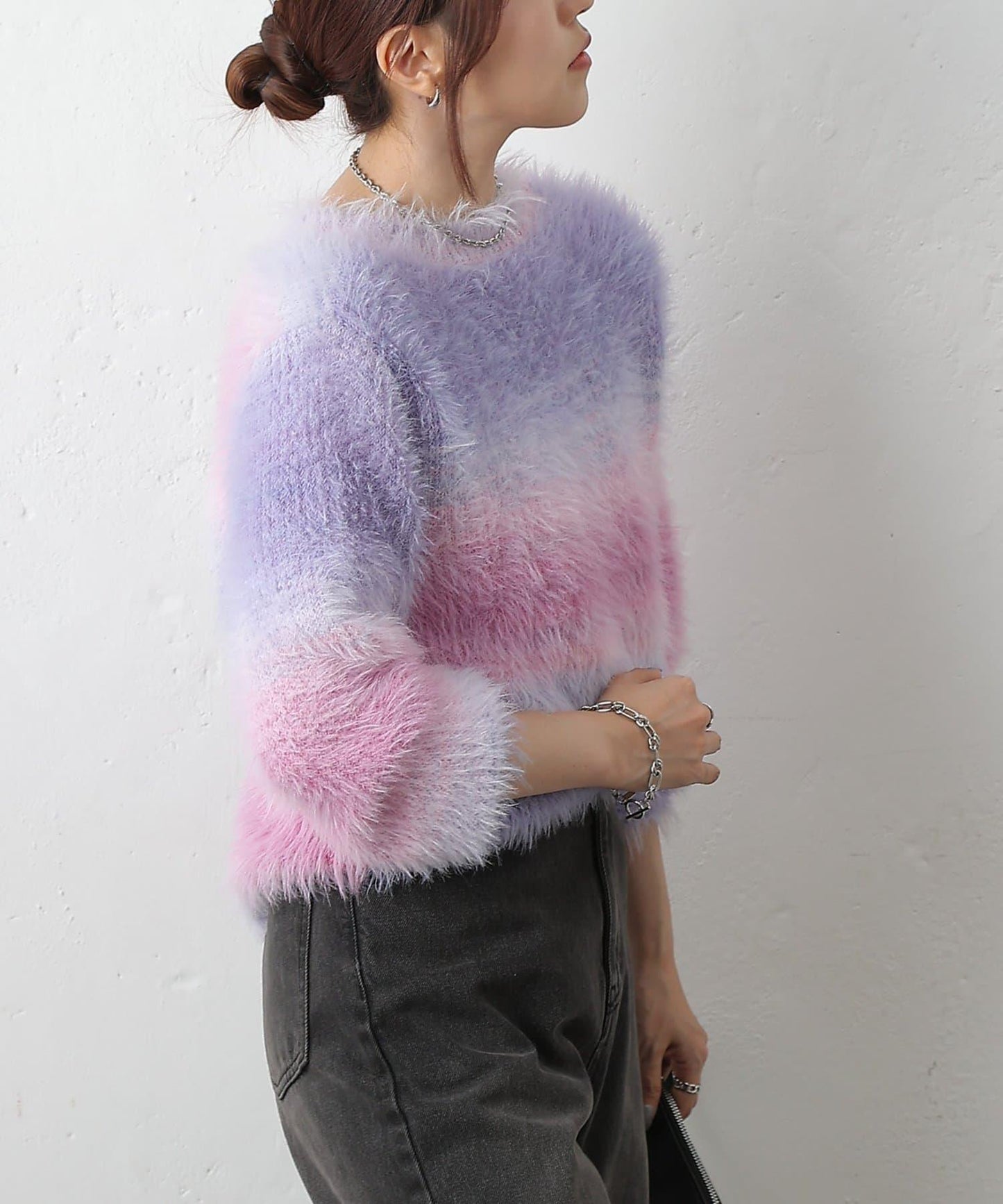 漸變羽毛針織衫