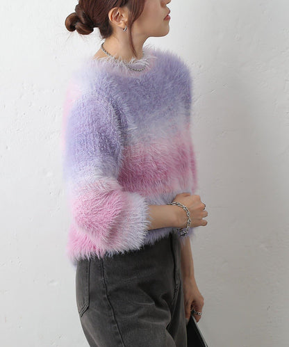 漸變羽毛針織衫