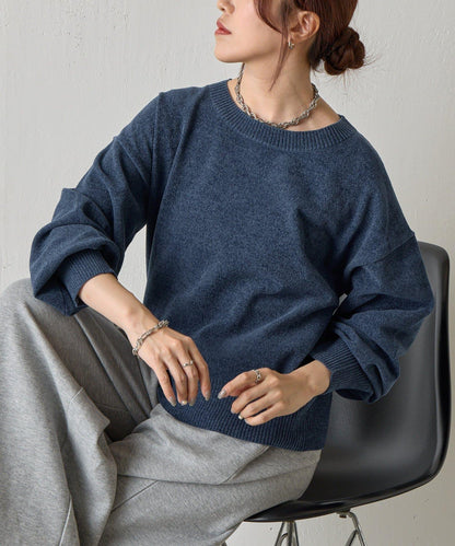 天鵝絨毛圈圓領套頭衫