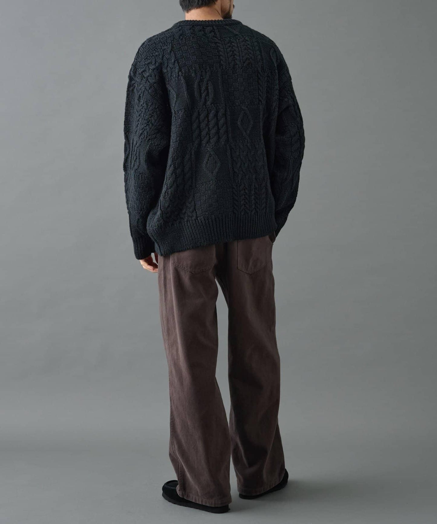 拼接麻花編織針織套頭衫