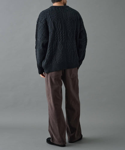 拼接麻花編織針織套頭衫