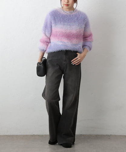 漸變羽毛針織衫