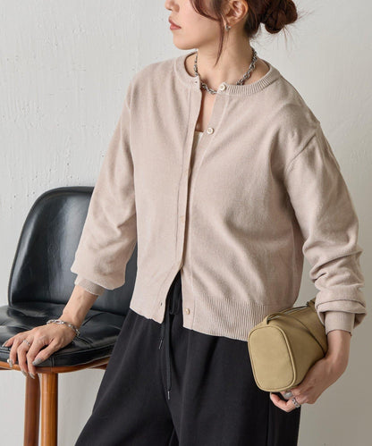 天鵝絨紗線圓領開衫