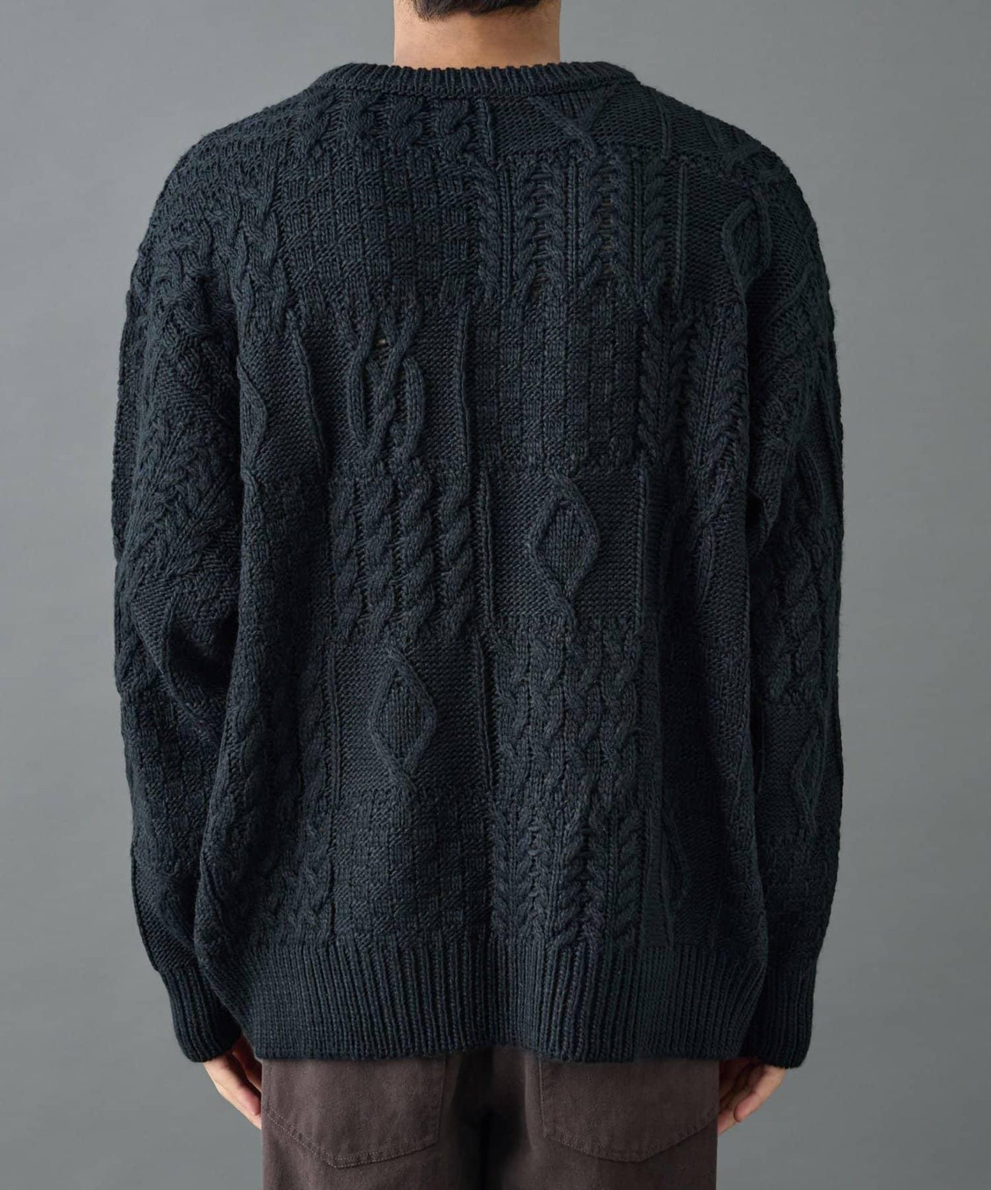 拼接麻花編織針織套頭衫