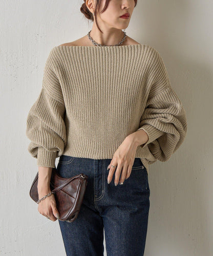 【復刻】毛絨一字肩針織衫