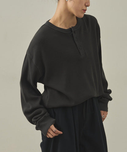 【paradigm】燃氣烤華夫格亨利領長袖T恤