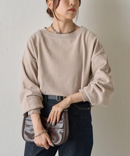 天鵝絨毛圈圓領套頭衫