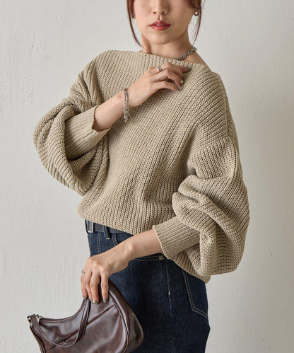 【復刻】毛絨一字肩針織衫