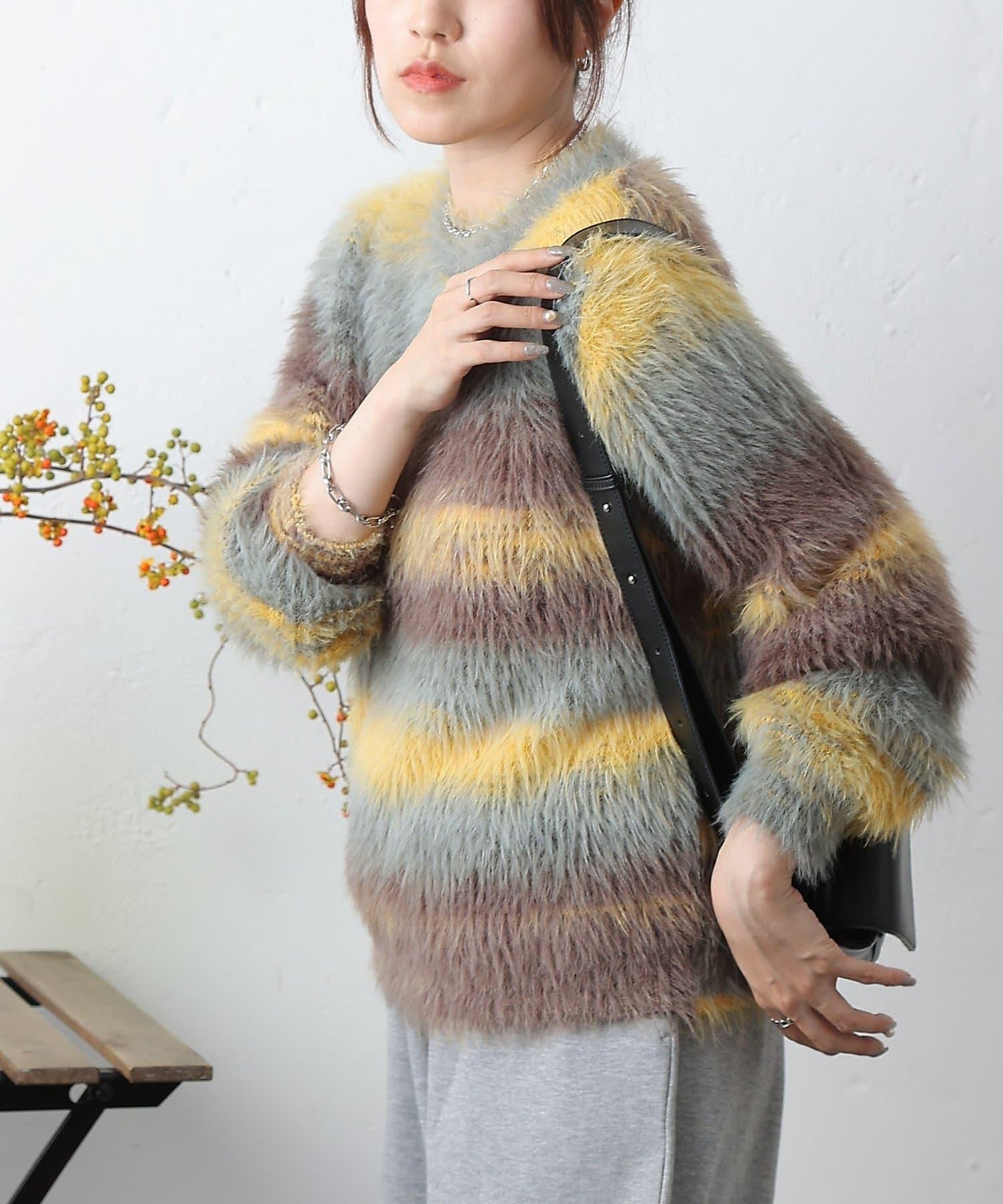 漸變羽毛針織衫