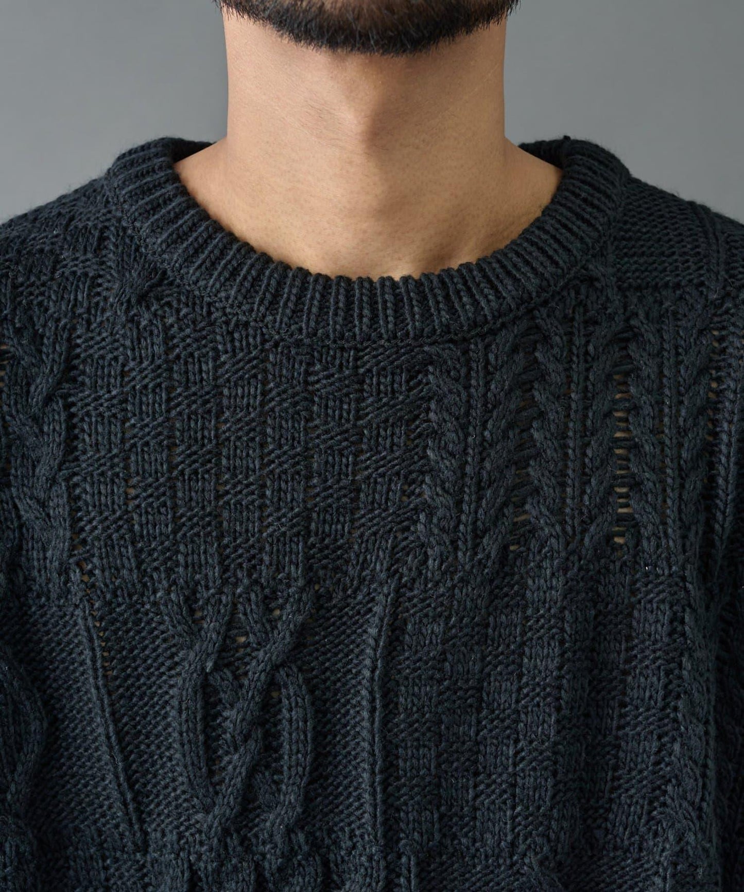 拼接麻花編織針織套頭衫