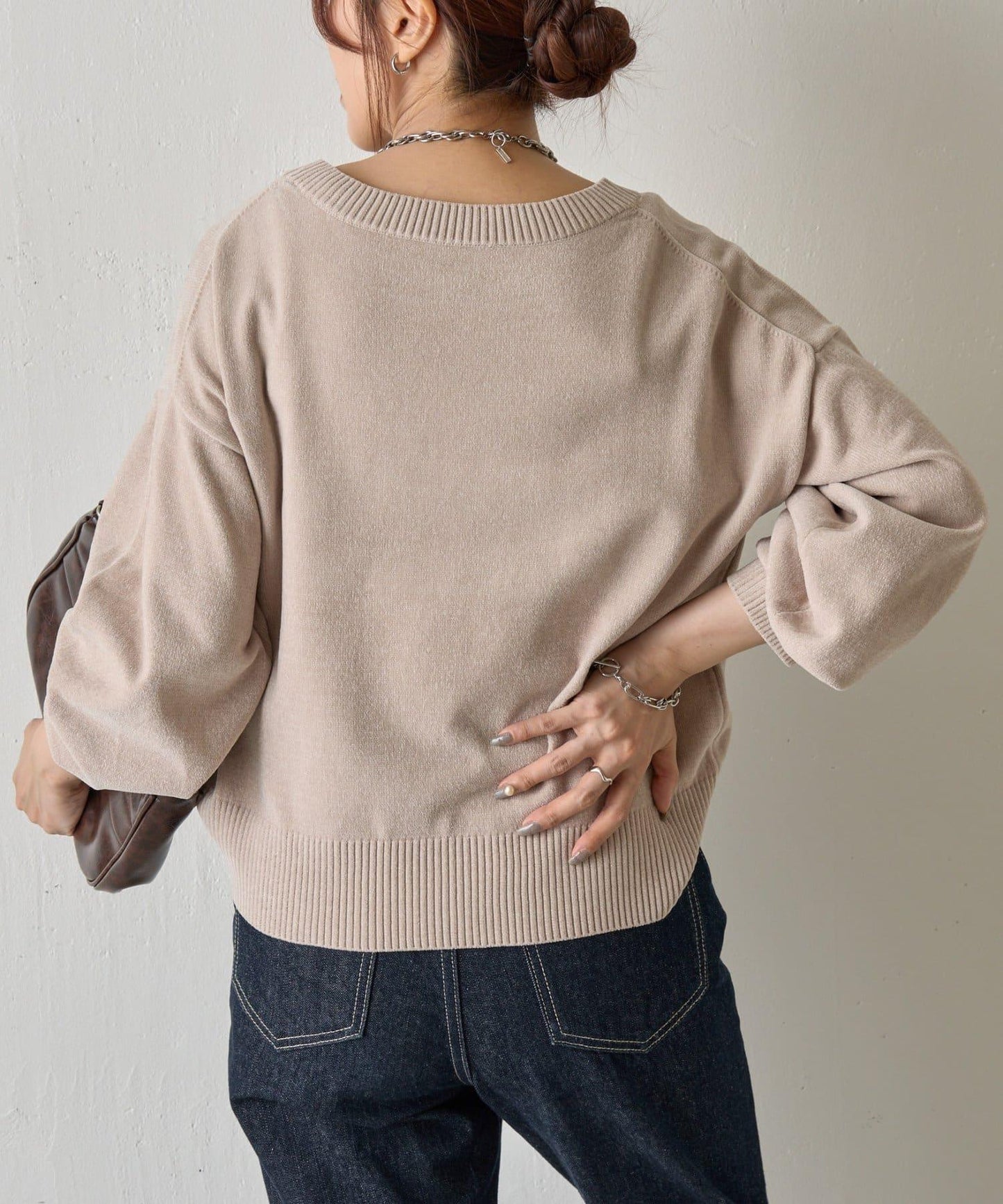 天鵝絨毛圈圓領套頭衫