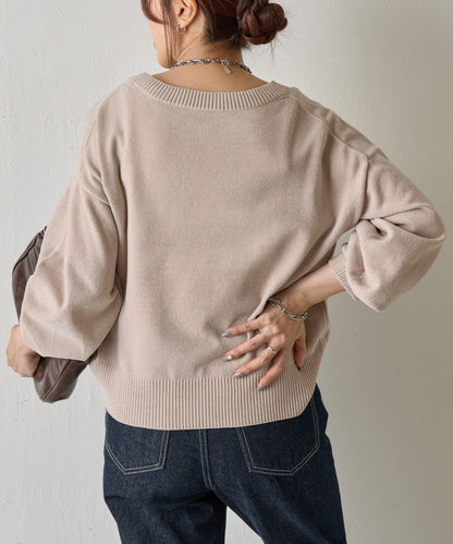 天鵝絨毛圈圓領套頭衫