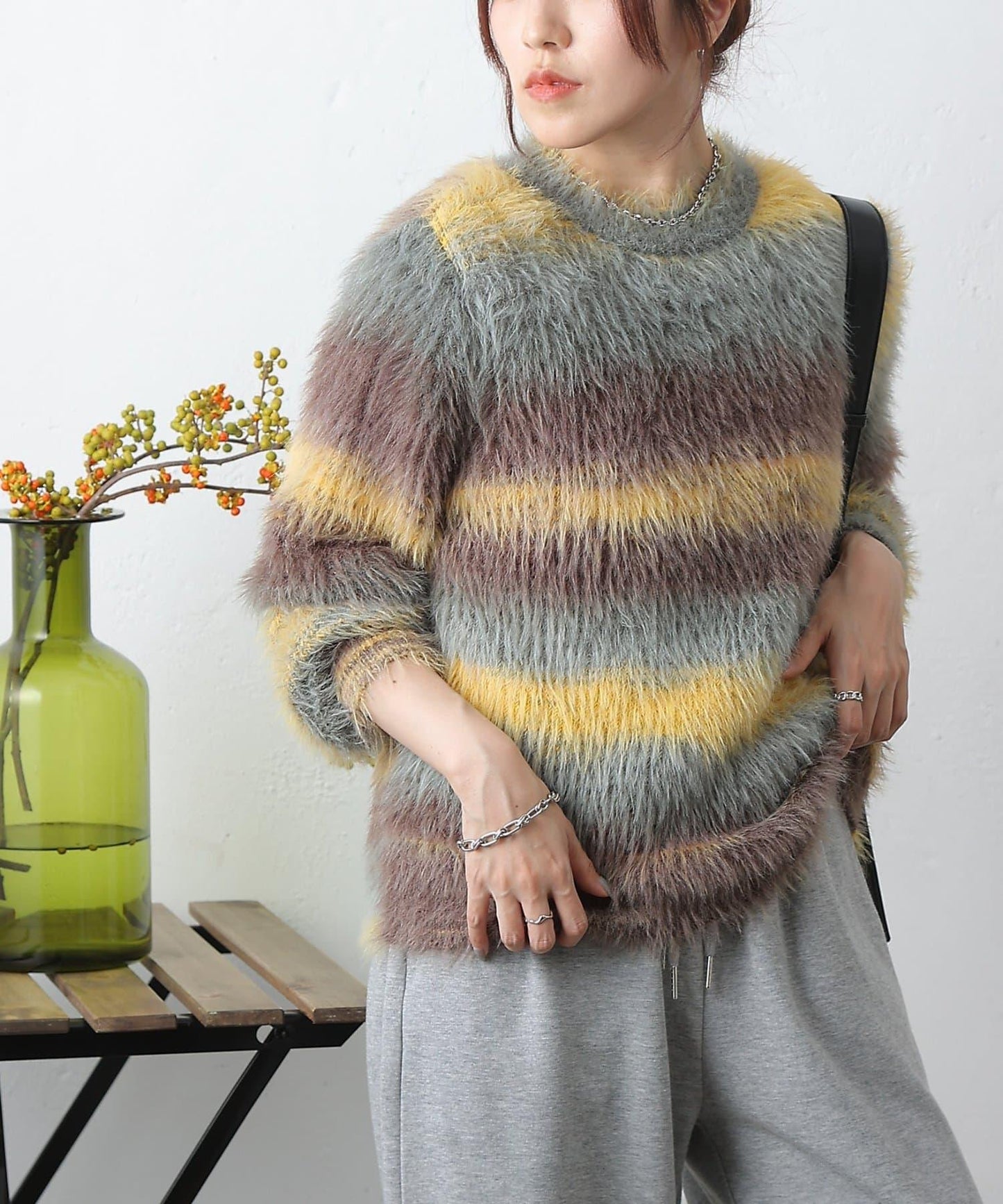 漸變羽毛針織衫