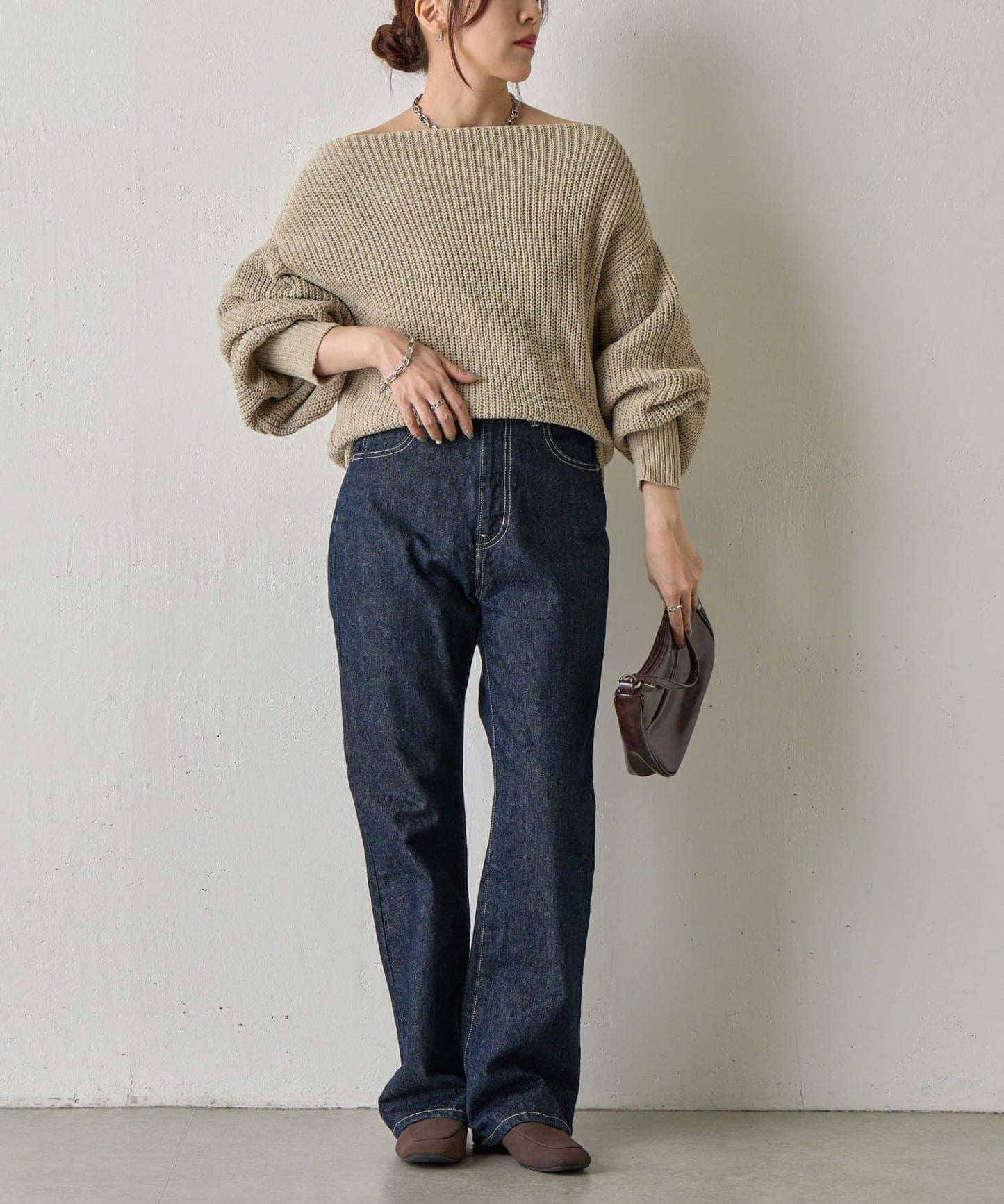 【復刻】毛絨一字肩針織衫