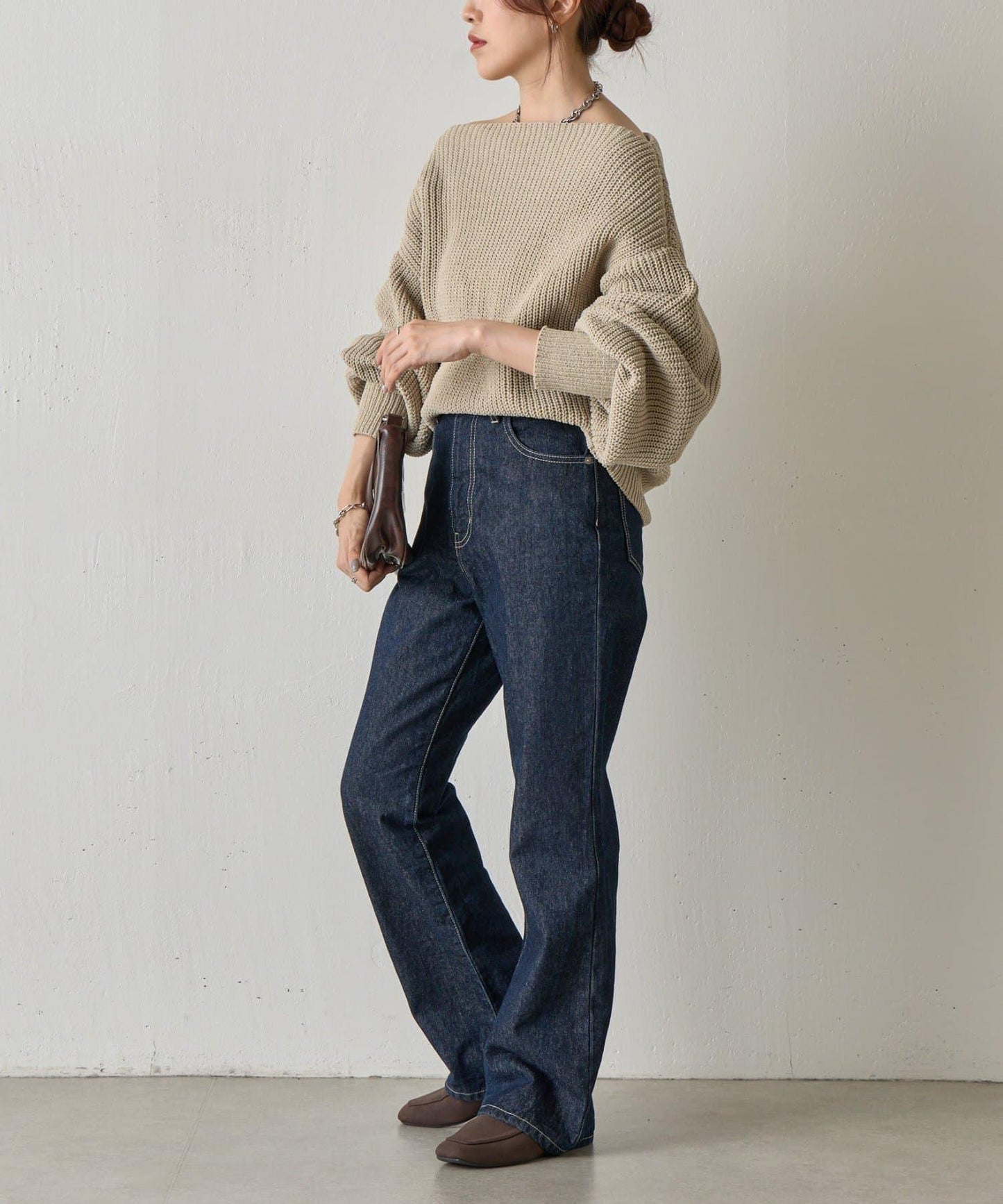 【復刻】毛絨一字肩針織衫