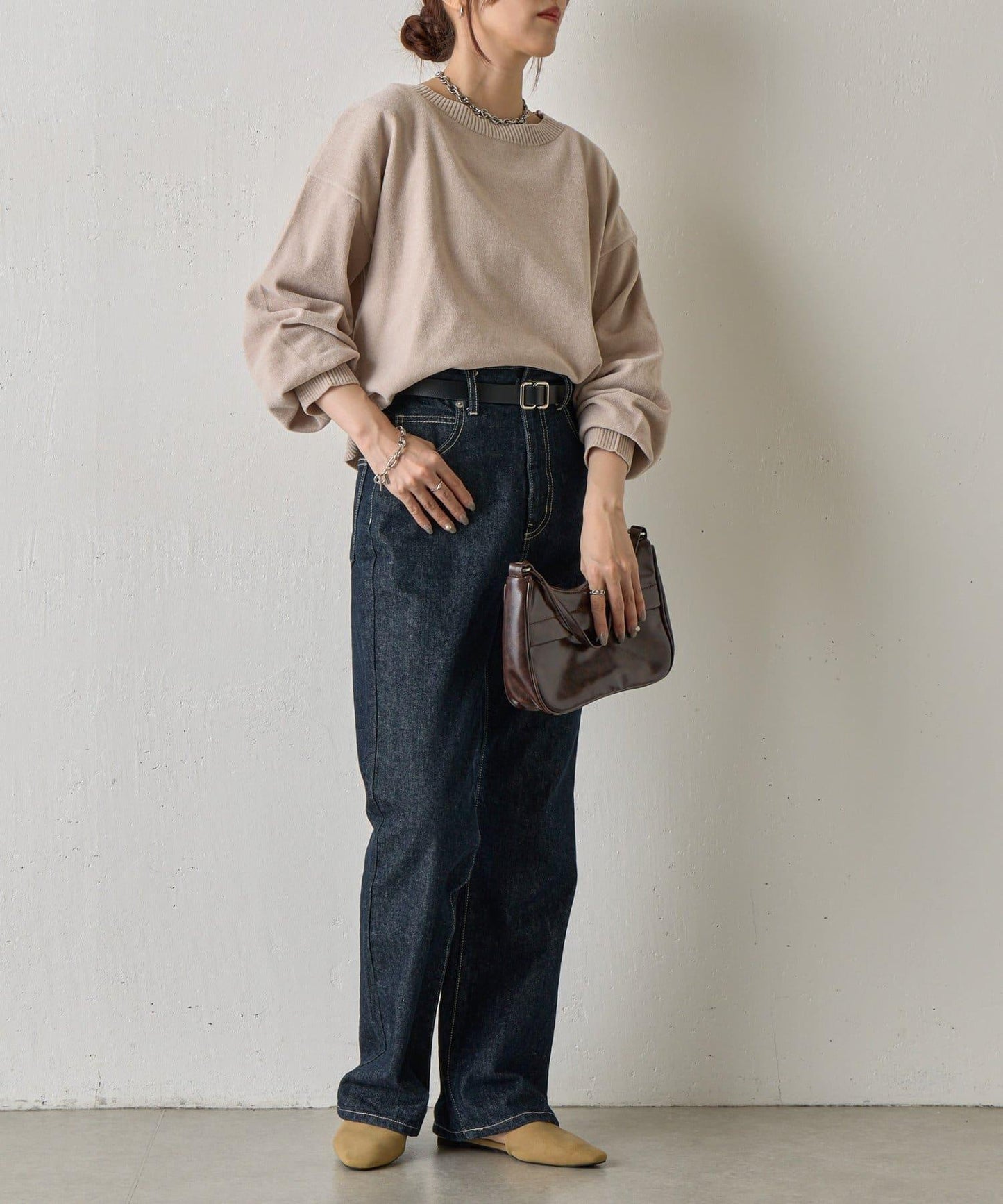 天鵝絨毛圈圓領套頭衫