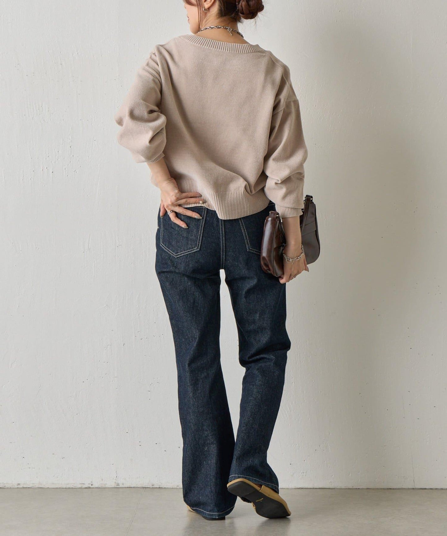 天鵝絨毛圈圓領套頭衫