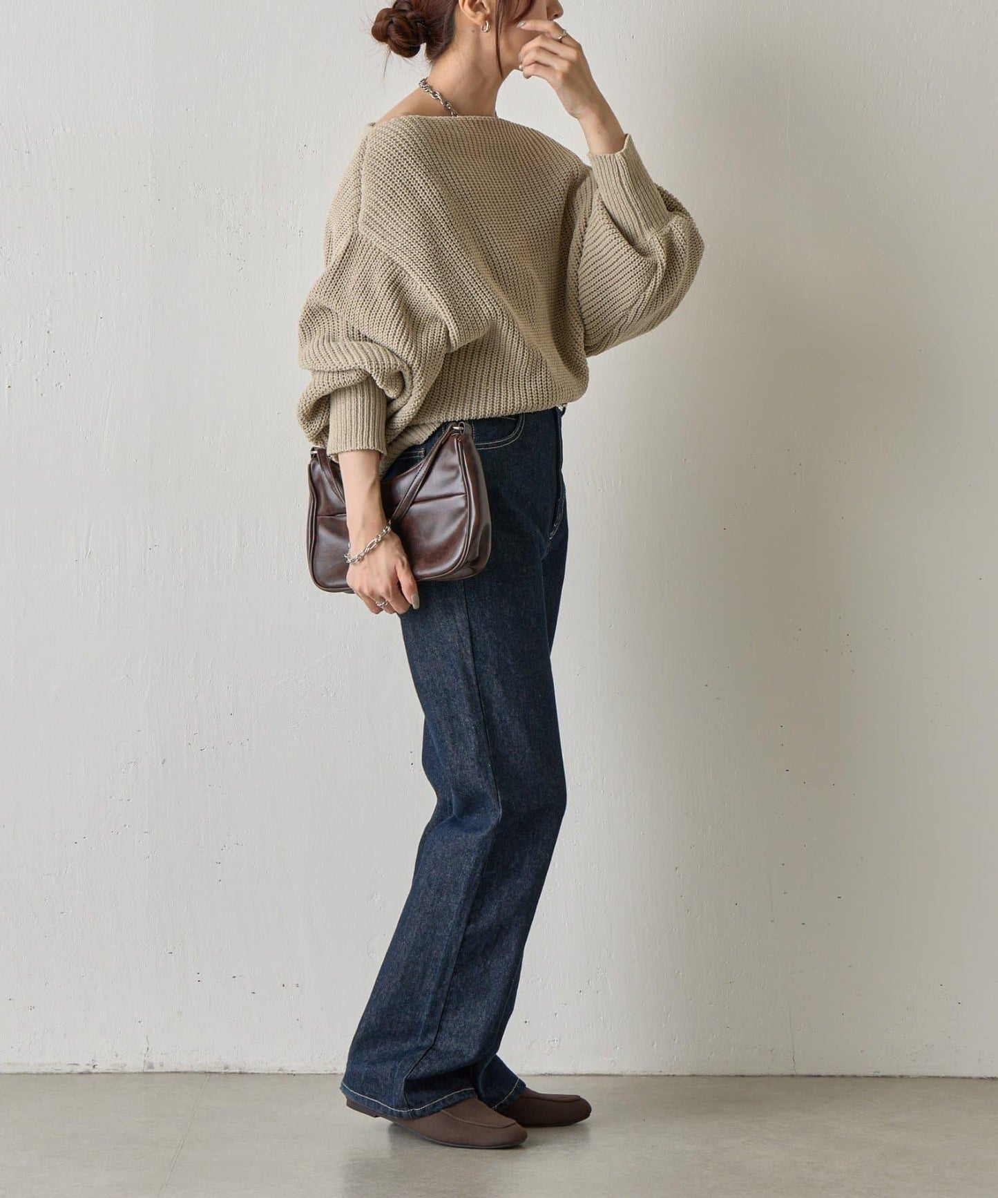 【復刻】毛絨一字肩針織衫