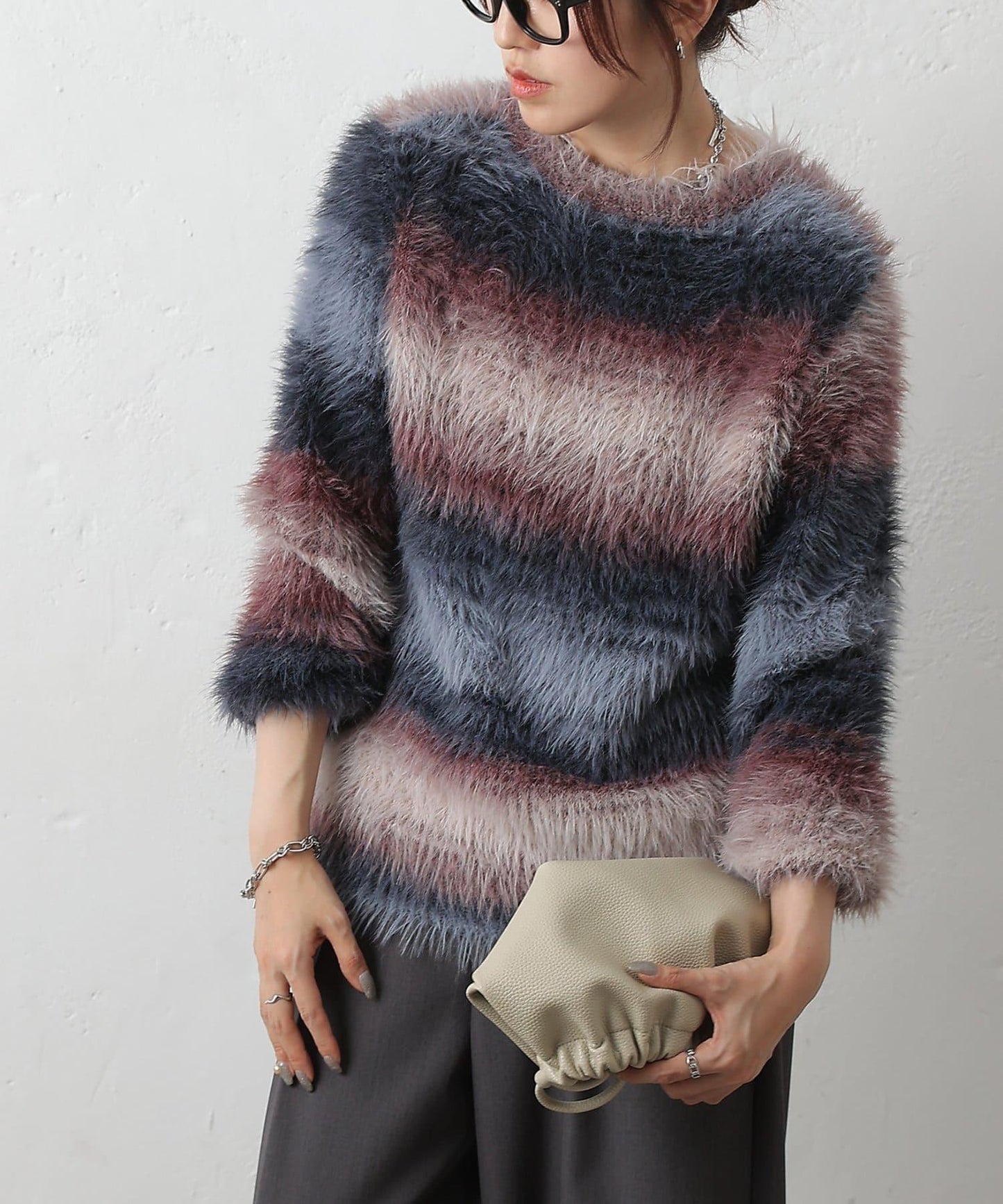 漸變羽毛針織衫