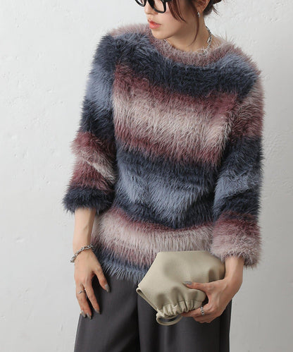 漸變羽毛針織衫