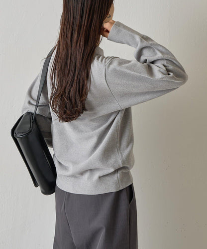 天鵝絨紗線開領翻領針織衫