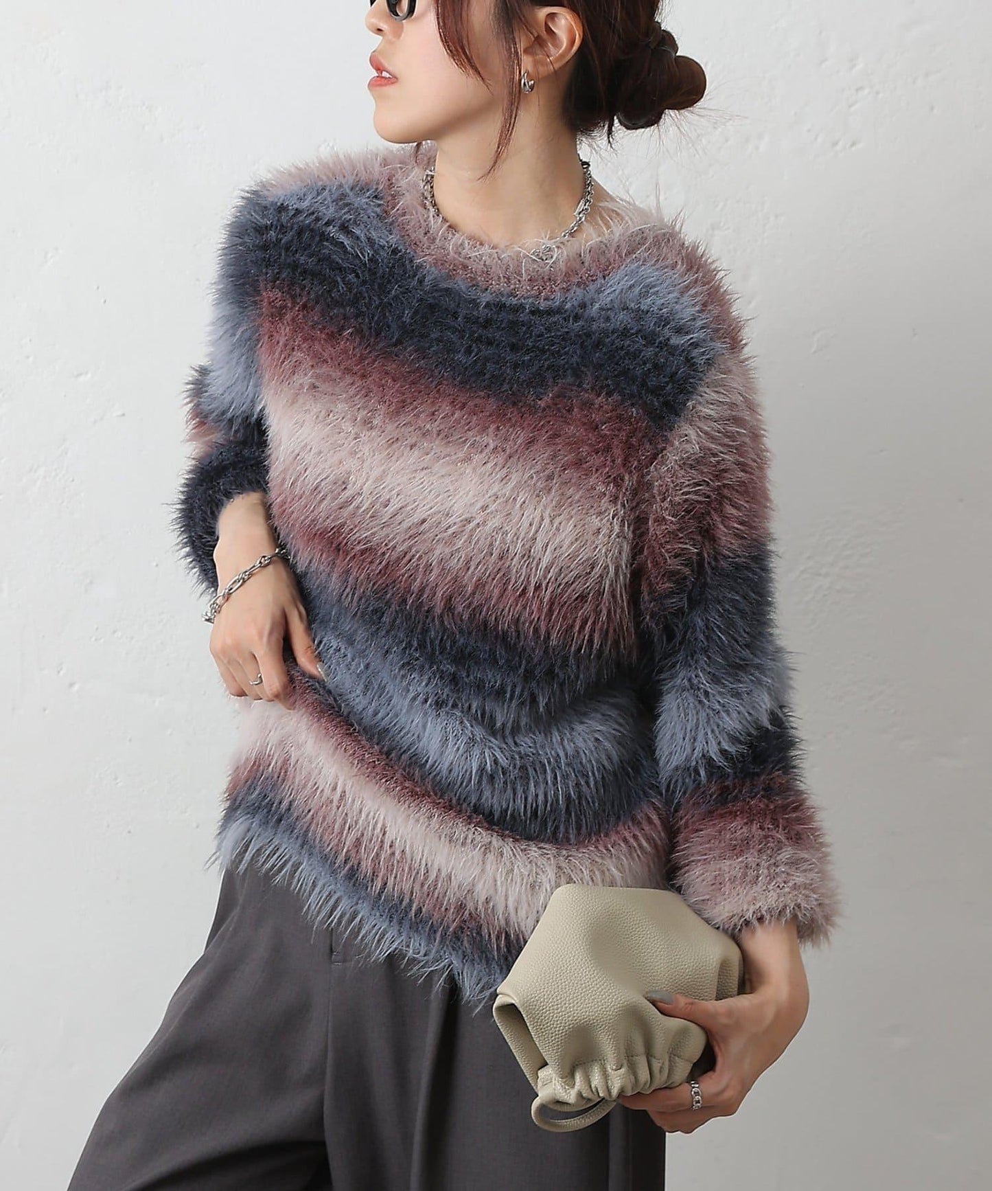 漸變羽毛針織衫