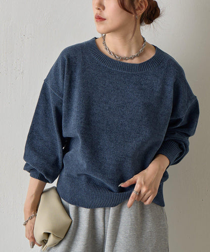 天鵝絨毛圈圓領套頭衫